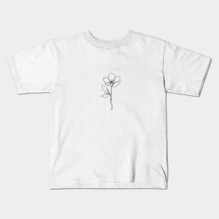 Wildflower Line Art | Floral Botanical Minimalist Lineart Kids T-Shirt